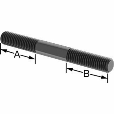 BSC PREFERRED Black-Oxide Steel Threaded on Both End Stud M12 x 1.75 mm Thread 39 mm Thread Lengths 110 mm Long 93275A053